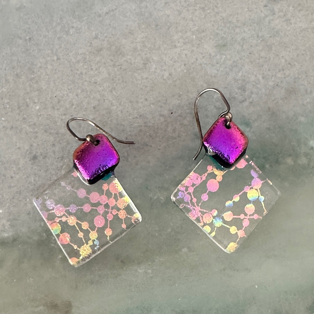 Purple iradescent Geometric Earrings